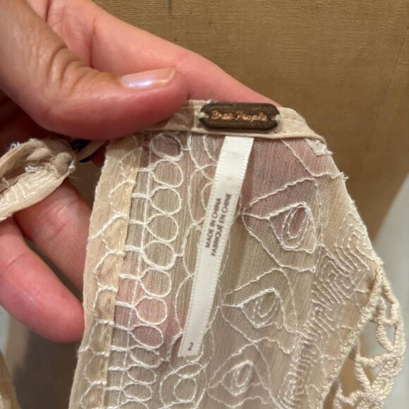 Free People Cream Lace Cut Out Dress Boho Size 2 - Picture 6 of 6